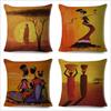 Abstract Painting Cotton Linen Decorative Cushion Cover Africa Life African Woman Home Decor Pillow Case Exotic Pillowcase