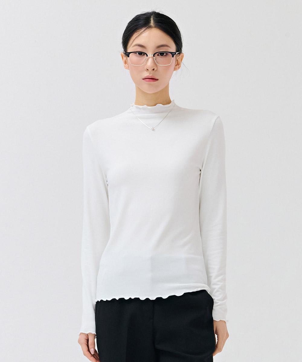 Chase Cult Women S Frill Mock Neck Fleece T-Shirt - White White/95