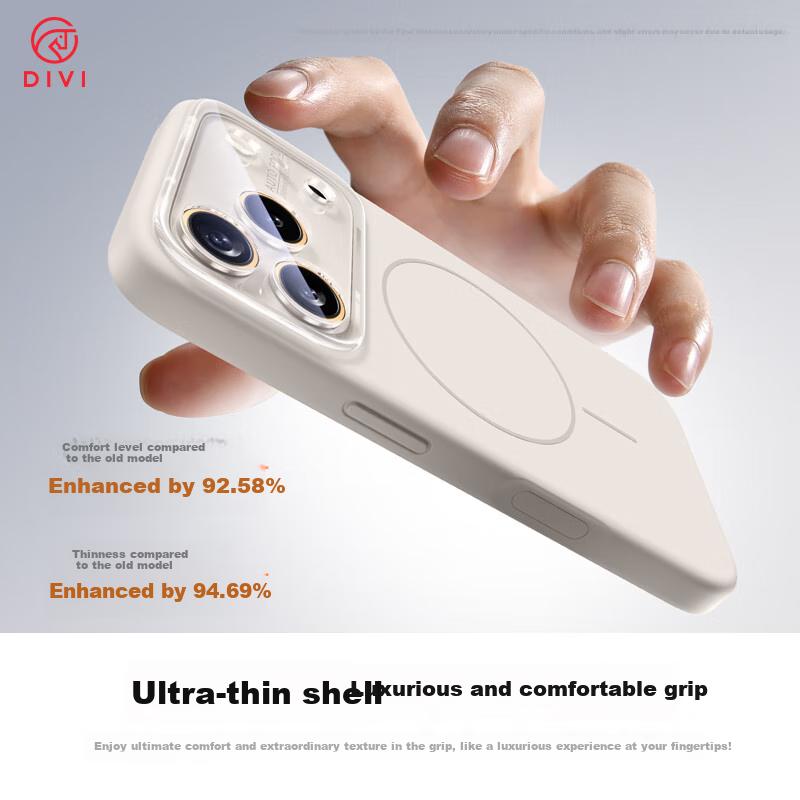 DIVI Magsafe Magnetic | True LiquidIPhone 17 Case, Full Lens Protection, Liquid Silicone Shockproof Cover, Simple Design, White