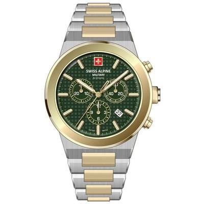 Pioneer Chronograph Zweifarbig Edelstahl Grünes Zifferblatt Quarz 7048.9144 100M Herrenuhr