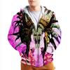 3D Printed Skull Viking Series Jacket Men's Hoodies Zipper Sweatshirt Cardigan Retro Sportswear Coat