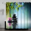 Tenda Doccia Zen da Spiaggia Fiore di Sedum Meditazione Paesaggio Zen Verde Tenda Doccia Impermeabile Set Decorazione Bagno Casa