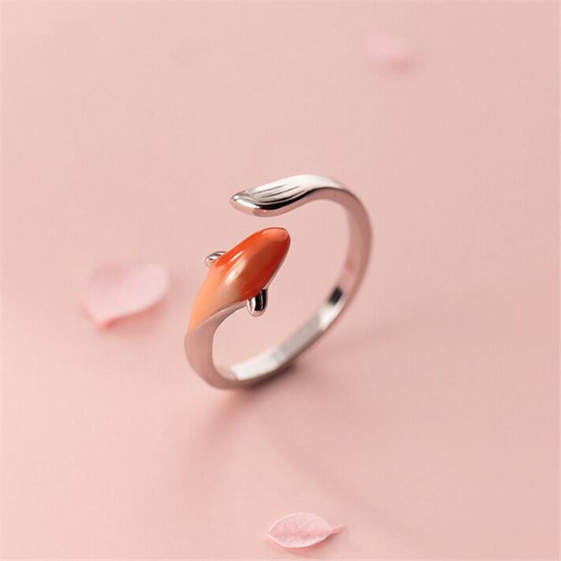 Vintage Silver Color Lucky Lotus Koi Fish Open Rings for Women Creative Butterfly Rabbit Animal Ring Girl Party Jewelry Gift