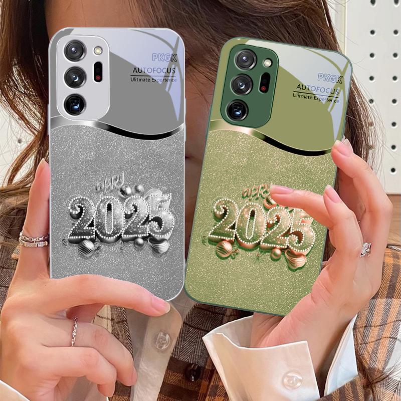 Colorful New Year 2025 For Samsung Galaxy Note 8 9 10 PRO 20 Ultra A01 02 03 Core 04E 4G 12 13 5G Tempering Glass Phone Case