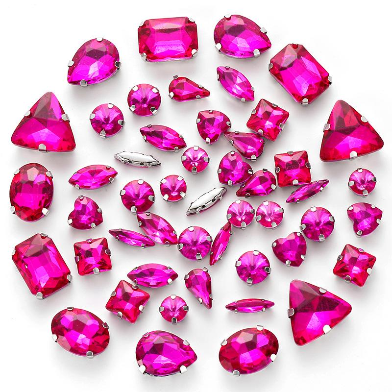 50 Mixed Silver Claw Drill Crystal Sewing Drill with Holes DIY Handmade Wedding Apparel Materials Jewelry Accessories Rhinestone Sew On Beads