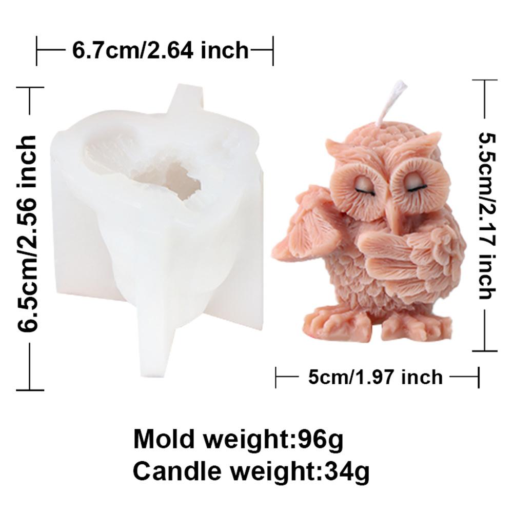 3D Owl Candle Silicone Mold DIY Animal Mold Home Decor Used for Making Candle Cake Chocolate Candy Handmade Soap Gypsum Crafts