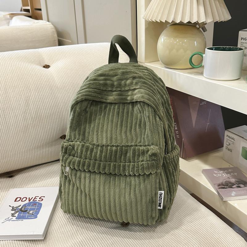 Women's Korean Style Corduroy Backpack2026New Autumn and Winter Student School Bag Corduroy Simple Versatile Backpack