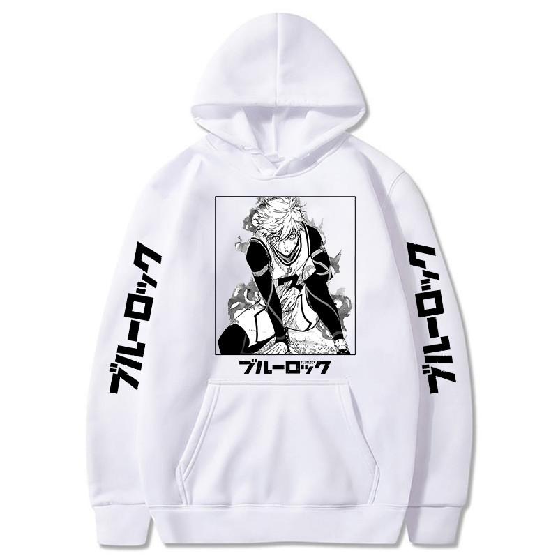 

2023 японское аниме Blue Lock Isagi Yoichi толстовка с капюшоном с эстетическим принтом Harajuku Sports Manga модные повседневные зимние толстовки XS белый