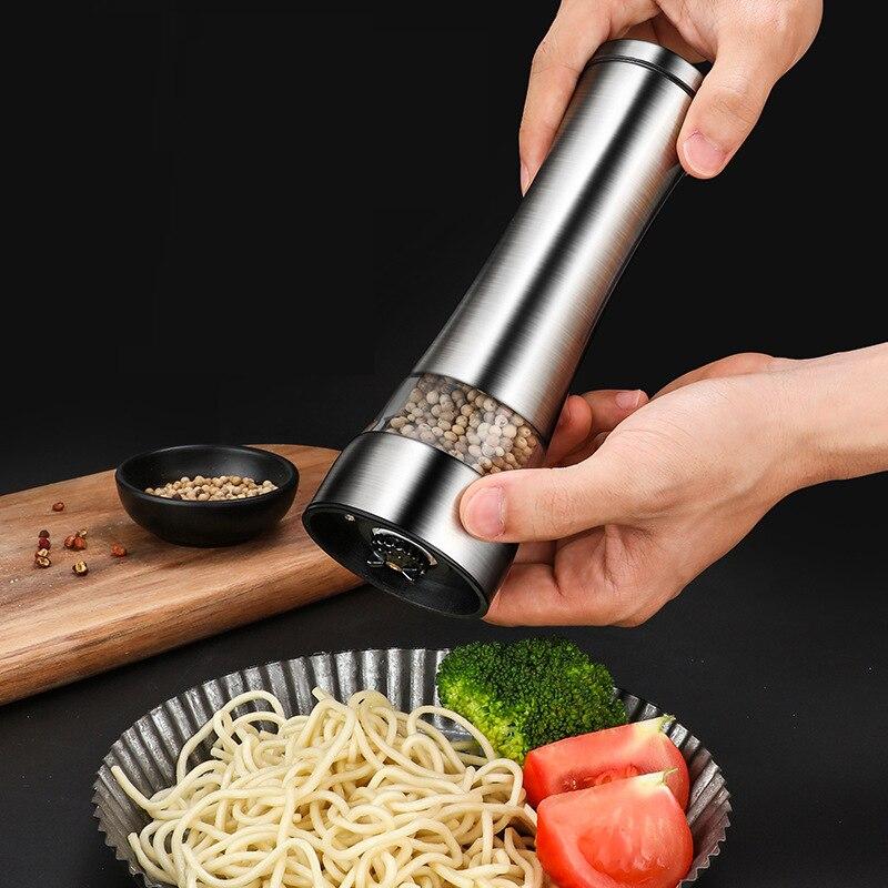 Salz- und Pfeffermühlen aus Edelstahl, Gewürzgläser, Behälter, Flaschen, Pfeffer, Salzstreuer für Küchen- und Kochutensilien und Gadgets