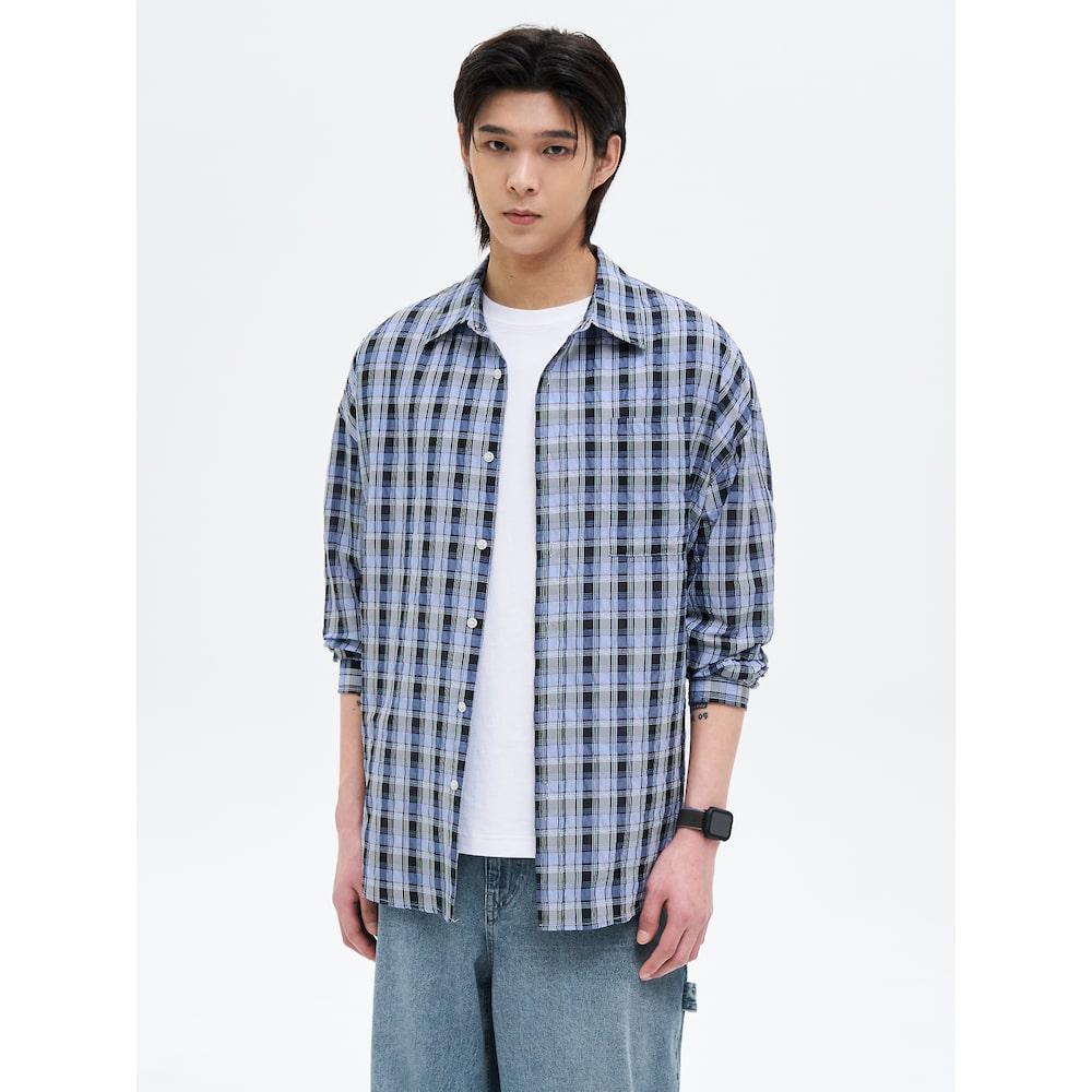 8Seconds Oversized Check Shirt Sky Blue Sky Blue/S