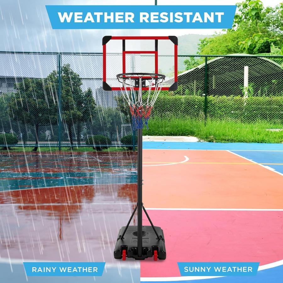 Portable HeightAdjustable Basketball Hoop System with Wheels and Fillable Base for Indoor Outdoor Use Adjustable from 70.5in To