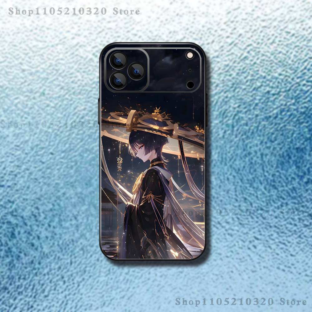 

Чехол для телефона Genshin Impact Странник Для iPhone 17,16,15,14,13,12,Pro,Max,Plus,E,SE4,Air,Mini Черный Мягкий Короб iPhone16e