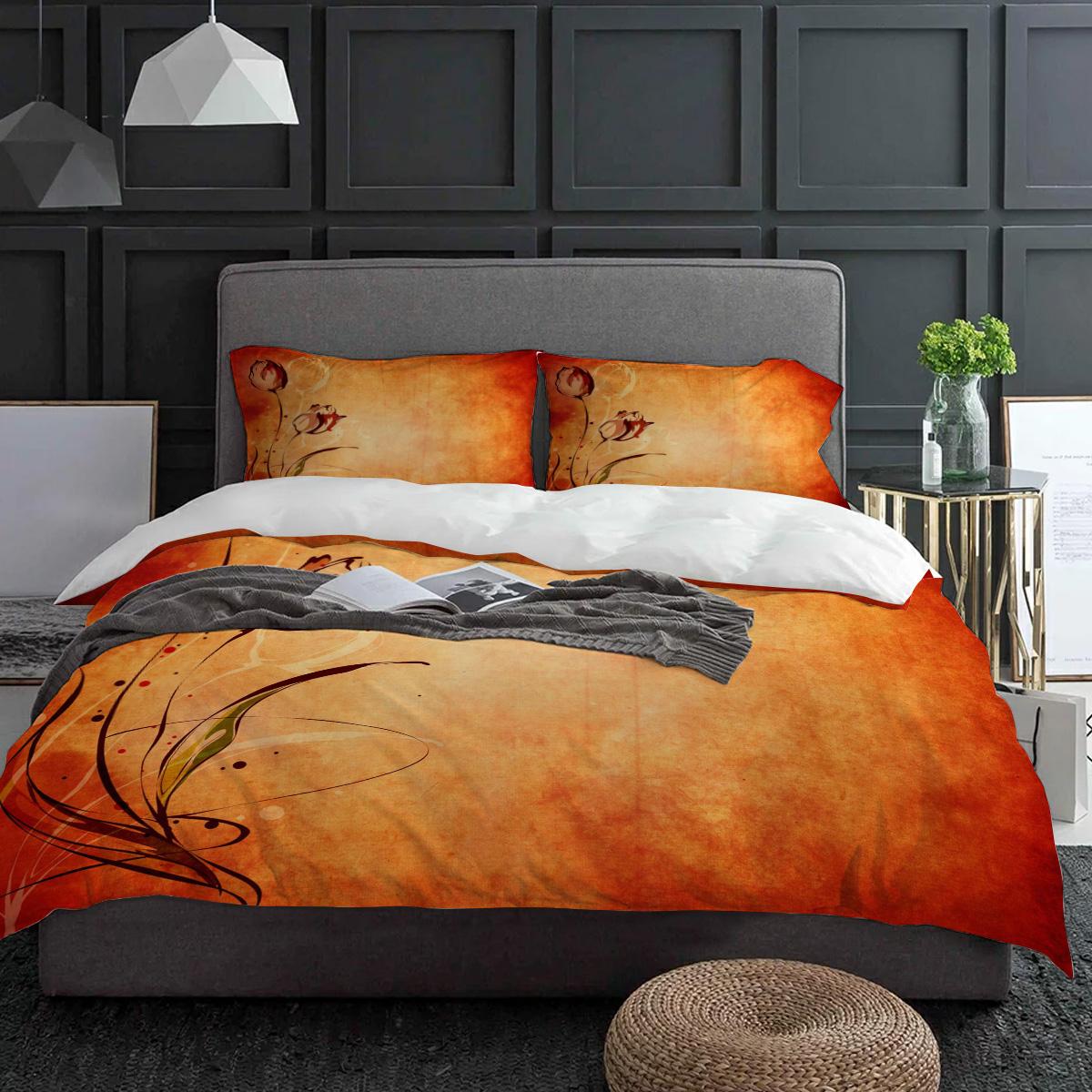 

Цветок Красная Роза Ретро Стиль Постельное Белье Набор 3шт Пододеяльник Наволочка Детский Взрослый Покрывало Двуспальный Набор Домашний Текстиль EU single(135x200cm)