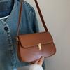 Vintage Buckle Shoulder Bag Solid Color Women's Armpit Bag Korean Retro Underarn Bag  Girls