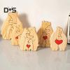 Personalisiertes Bärenpuzzle aus Holz mit 2–7 Familiennamen. Bärenpuzzle aus Holz, Schreibtischfigur, individuelle Skulptur mit Familiennamen für neue Eltern