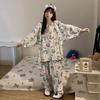 Women's Sweet Pure Cotton Pajama Set - Round Neck, Long Sleeve, Long Pants, Comfortable Home Wear for Spring & Autumn