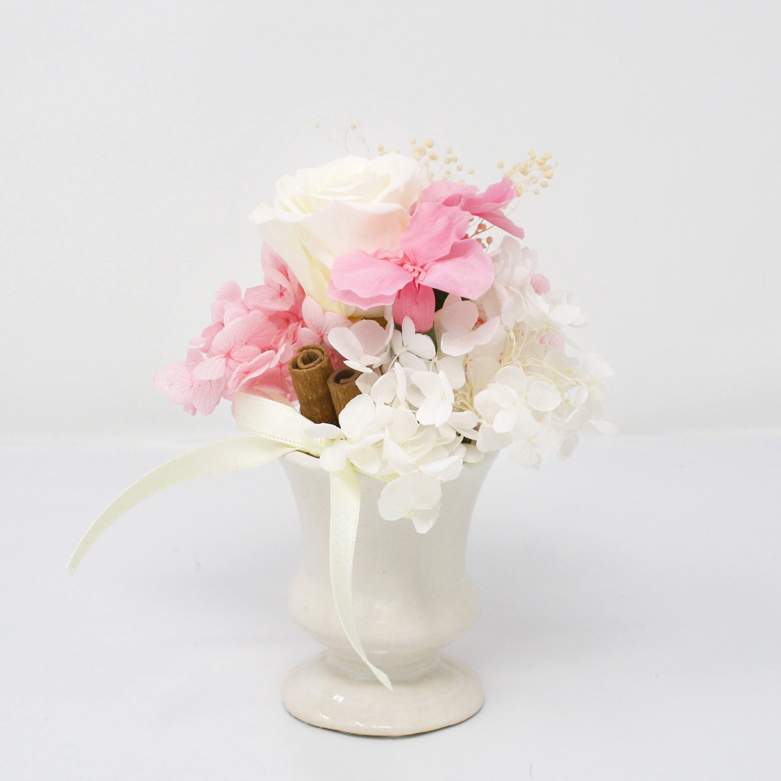 

A&K Preserved Flowers (Pink, Clear Case with Vase) Rose Neige Flower Arrangement (Gift/Present/Mother s Day)