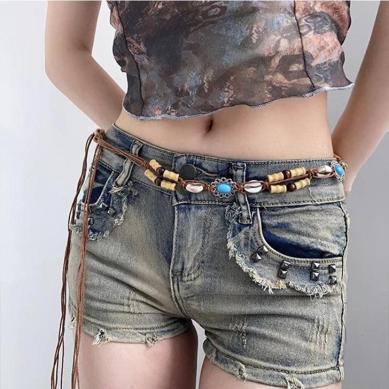 Bohemian Colorful Braided Waist Rope Ethnic Style Woman Dress Belt Y2K Waist Chain Dress Decorative Accessories Gift