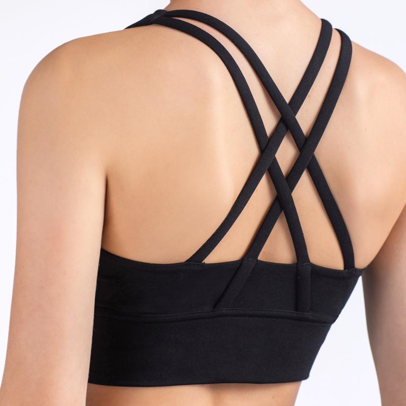 Women Comfortable Running Bralette Wireless Brassiere Gathered Push Up Underwear Shockproof Sports Yoga Vest Cross Beauty Back Bra