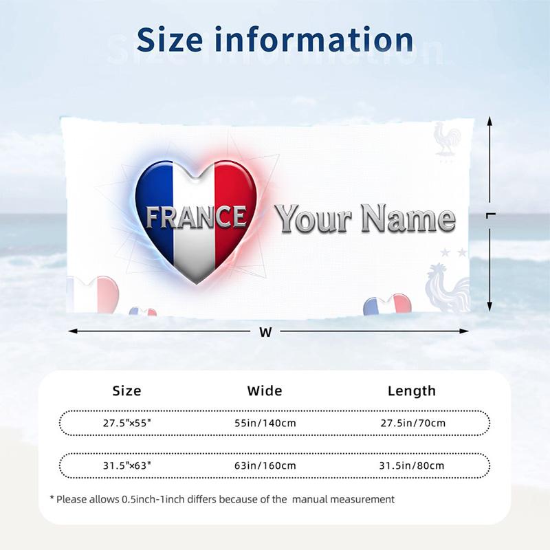 Custom Text Beach Towel, Soft Absorbent Swimming Multi-use TowelFrance national football team