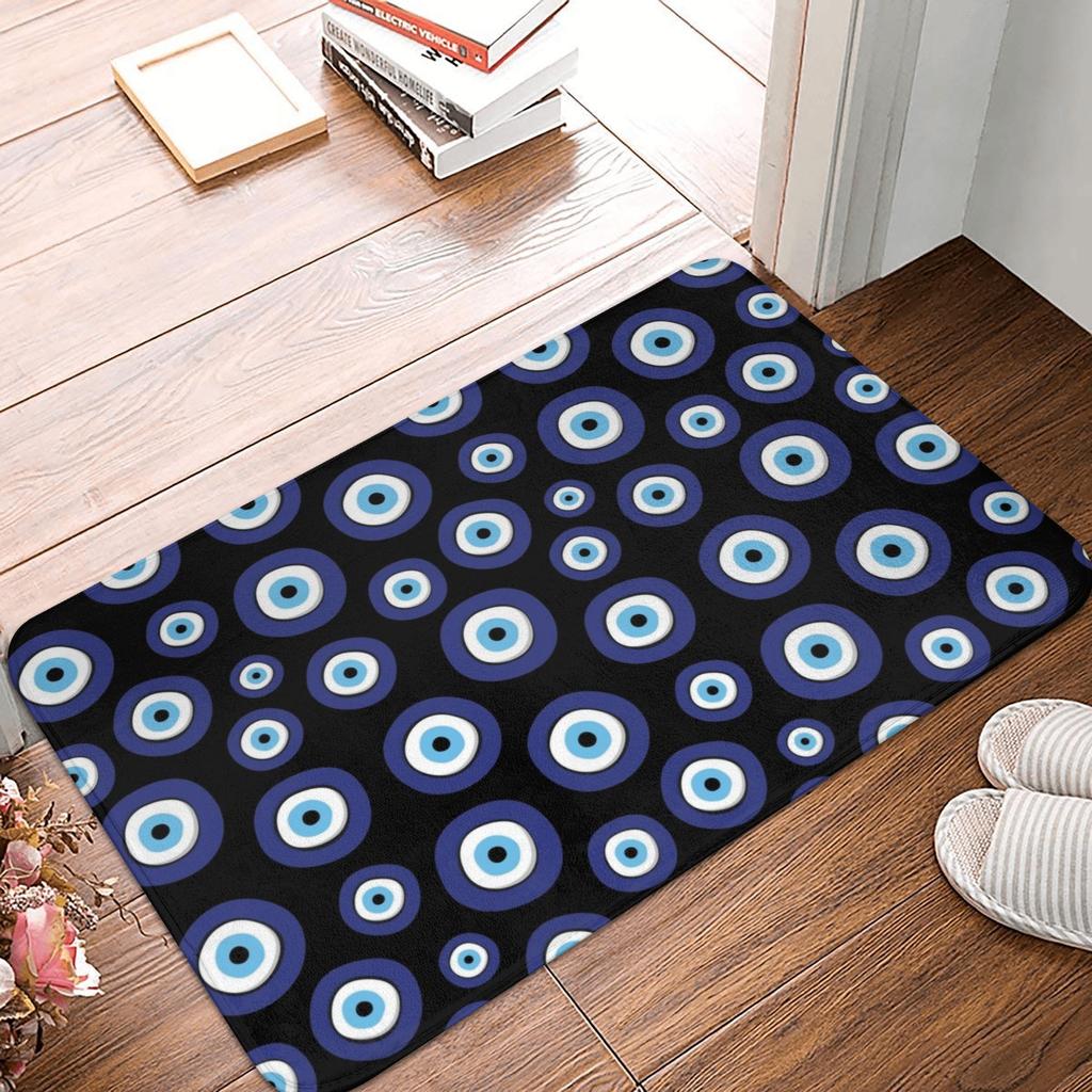 Turkish Amulet Mediterranean Evil Eye Doormat Non-Slip Bathroom Kitchen Mat Toilet Door Floor Entrance Carpet Rug