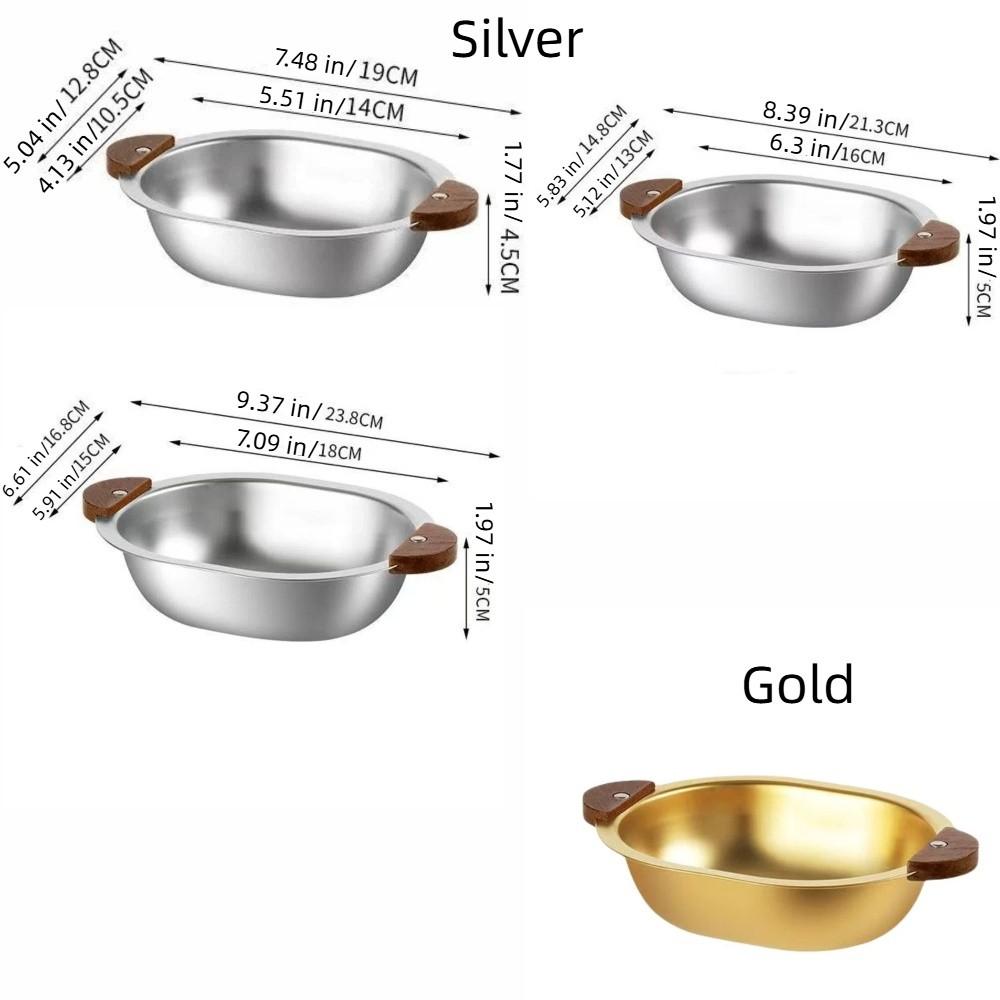 Thicken Fruits Salad Bowl Oval Noodle Bowl Stainless Steel Bowl Fruit Dessert Serving