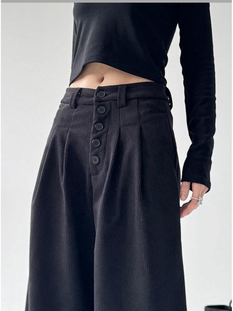 2025 Women's American Retro Wide-Leg Pants: Casual, Loose-Fit, High-End Drape for Autumn/Winter