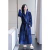 Men's Shawl Collar Robes Full Length Fleece Plush Bathrobes Soft Spa House Coat with Pockets Fluffy Spa Robes Unisex Winter Cozy Warm Spa Long Robe