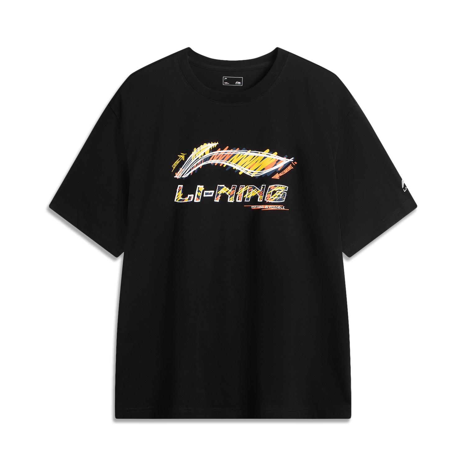 Li Ning Sports Life Collection T Shirt Men s Black/Yellow AHSV829-4 M