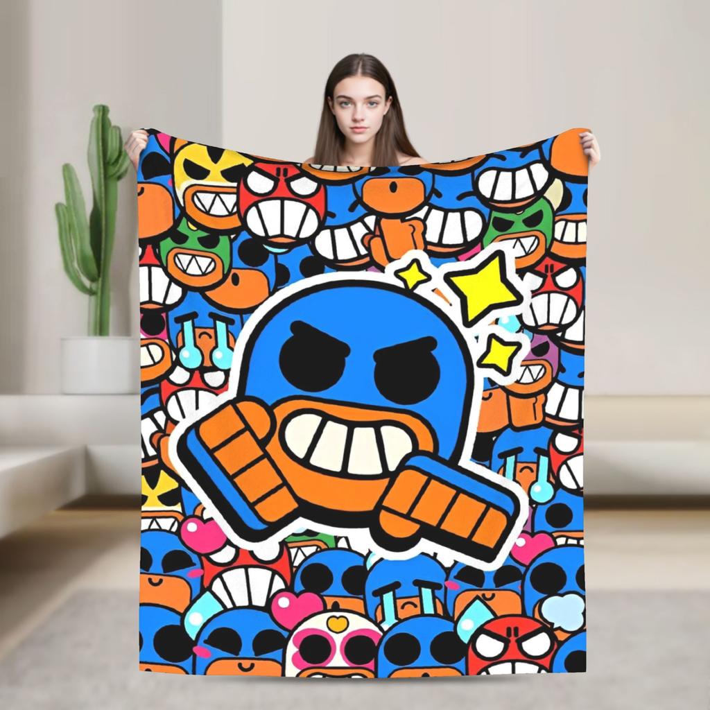 Emz Spike Squeak-Brawlld Blankets Cartoon Game Flannel Funny Warm Throw Blanket for Home Summer