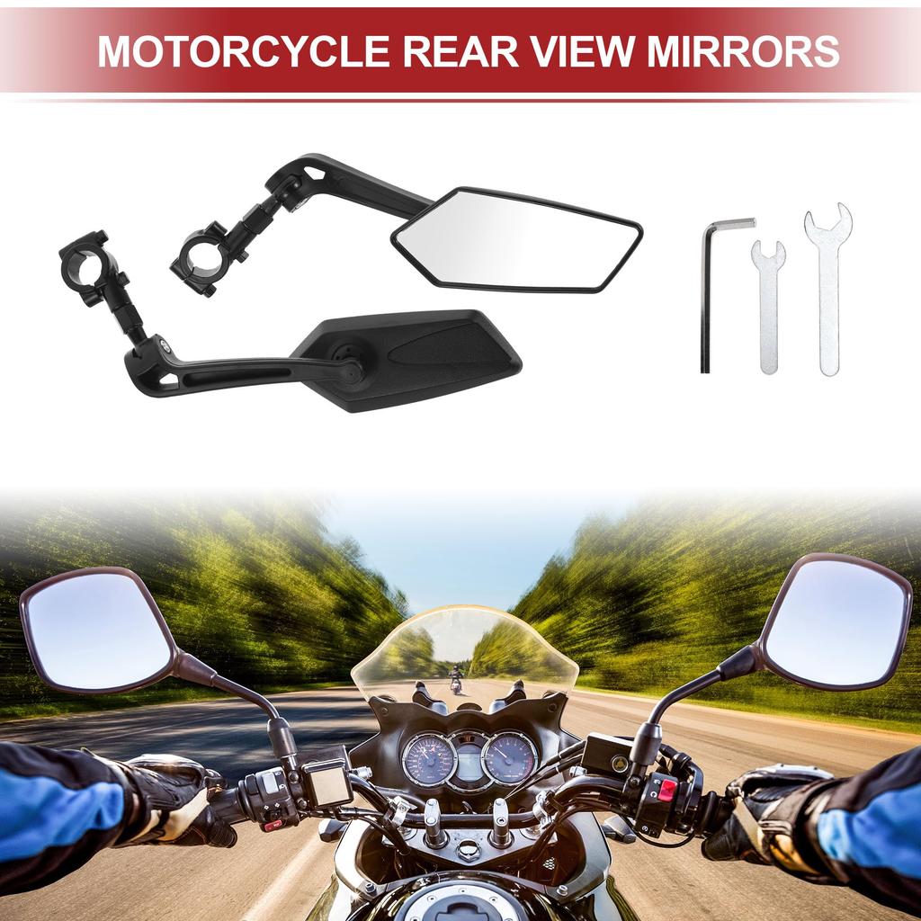 ACROPIX M10 Oglinzi Retrovizoare Motocicletă Montaj Oglindă Laterală Montaj Capăt Bar Reglabil Plastic Negru Formă Prismatică