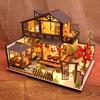 DIY Wooden Dollhouse Town Architecture Doll Houses Miniatures with Furniture Toy Children Birthday Gift
