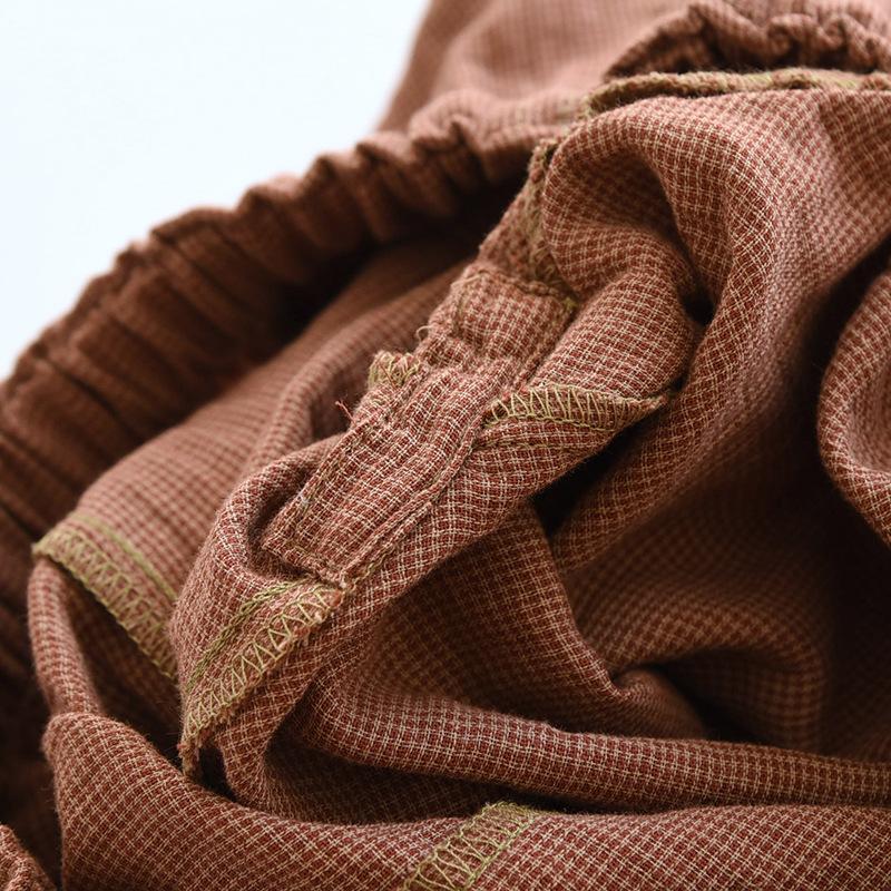 2026 New Spring and Autumn Couple Sleeper Pants 100% Cotton Gauze Color Knitted Pants Women's Checkered Home Pants