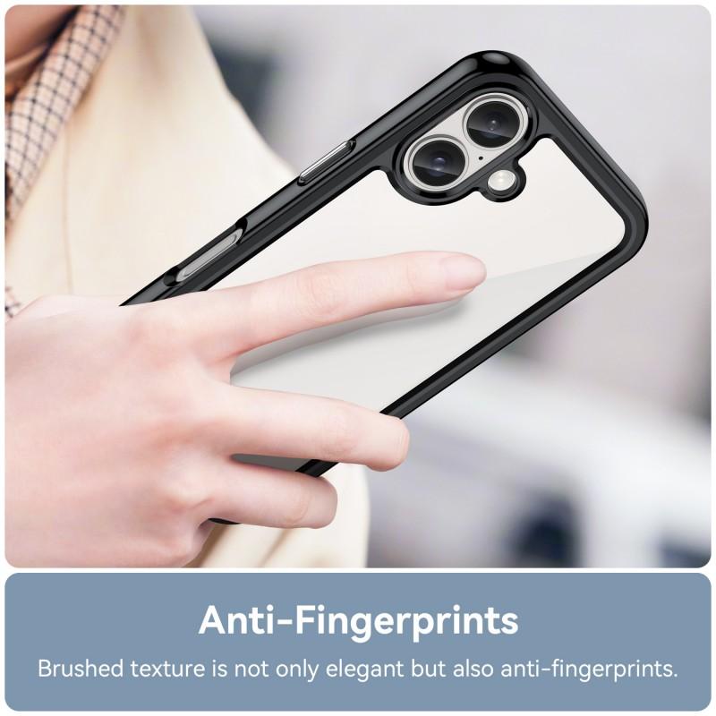 For iPhone 16 Phone Case WANLONFENG XC Series TPU Acrylic Cover with Tempered Glass (Big Lens Hole)