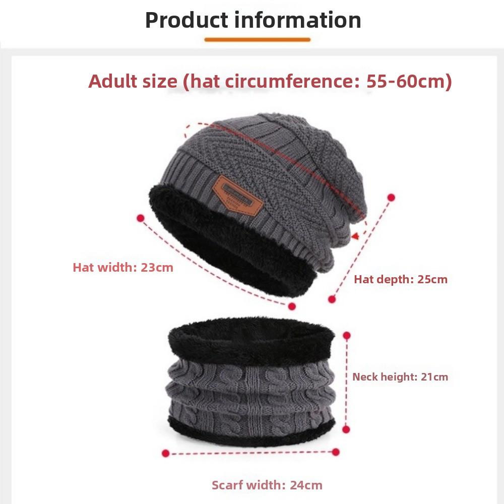 Fashion Warm Hat Scarf Set Knitted Soft Neck Scarf Cap Set Autumn Winter Thicken Fleece Ski Cap Bonnet Hat