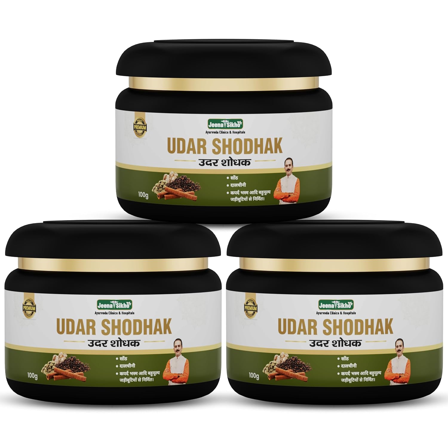 

Jeena Sikho Udar Shodhak Powder Ayurvedic Digestive Churan for Acidity Digestion Support Gut Wellness 100 g Pack of 3