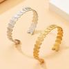 Fashion Fresh Leaves Adjustable Gold-Plated Stainless Steel Open Cuff Bracelet - Fade-Resistant