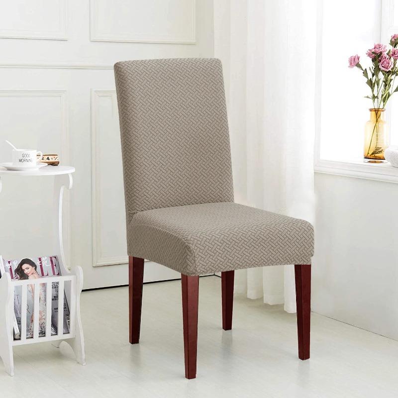 1PC Jacquard Dining Chair Cover Elastic Dustproof Chairs Cover New Solid Color Non-slip Chair Protector for Home Banquet Hotel