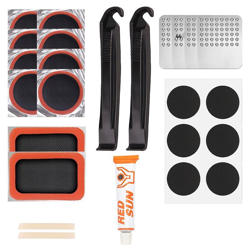 Bicycle Tire Repair Kit with Cold Patch, Glue, and Lever Tools