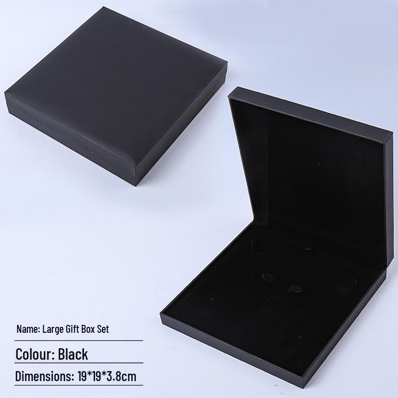 Black Right Angle Flip-top Jewelry Gift Box - Ring & Earring Packaging with Logo Printing