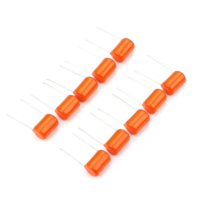 10Pcs Orange Tone Caps Guitar Bass Tone Caps Capacitors 200V 715P .047uf Electric Guitar Capacitors Guitar Accessories