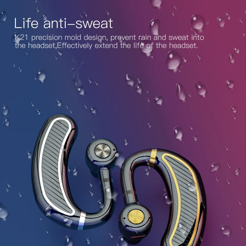 K21 Wireless Headphones Bluetooth Headset Ear Hooks Sport Earphone for Phone Handsfree Headphone with Charger Box Volume Control