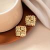 Vintage Elegant Square Design Stud Earrings Classic Unique Textured Metal Jewelry Perfect for Women's Party Wedding Daily Wear