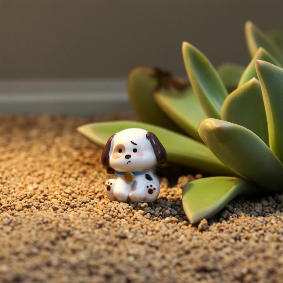 2 Pcs Mini Dog Figurines, Tiny Resin Puppy Figures, Cute Miniature Animal Statues for Desktop, Car Decoration, Micro Landscape, Dollhouse Accessory
