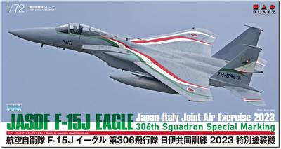 PLATZ Japanische Luftwaffe Adler 306. Staffel Gemeinsames Training 2023 Sonderlackiertes Flugzeug Plastikmodell 1/72 Selbstverteidigung F-15J Japan-Italien AC-83