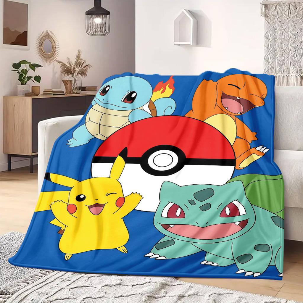 PokeMon Anime Print Blanket Warm Comfortable Flannel Blanket Suitable for Bedrooms, Sofas, Beds, Chairs, Picnics, Travel