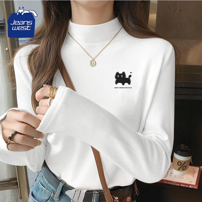 JEANSWEST CLUB Women s Double-Sided De Rong Long-Sleeved T-Shirt XL