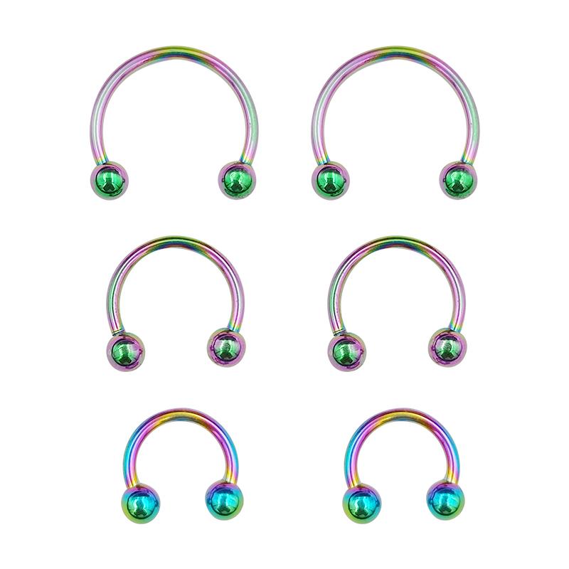6PCS/Set Metal Horseshoe Fake Nose Ring C Clip BCR Septum Lip Stainless Steel Piercing Falso Nose Rings Hoop for Women Men