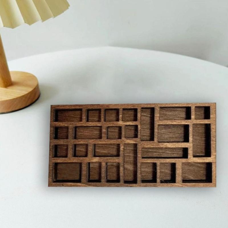 Miniature Trinket Showcase Shelf Wooden Crystal Box Pocket Sized Natural Wood Jewelry Holder for Men and Women