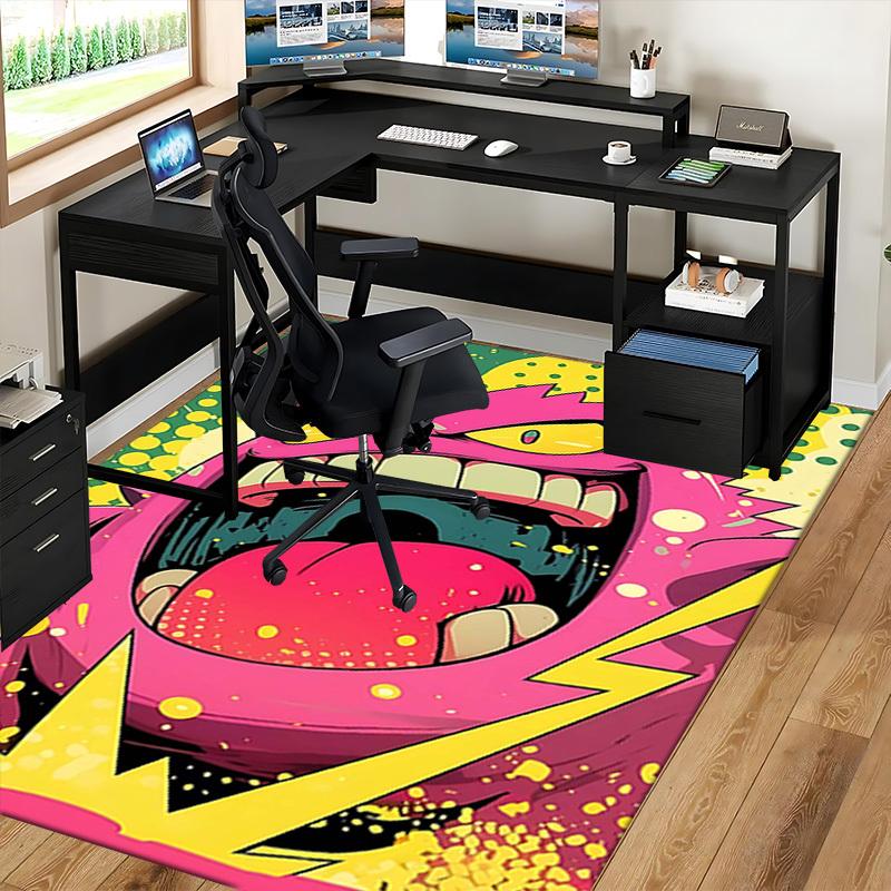 1pc Anime Cat Chair Mat - Cartoon Design Office Rug, Non-Slip Carpet for Desk, Anime Gift Idea, Suitable for Home Decor, Living Room, Bedroom, Game Ro